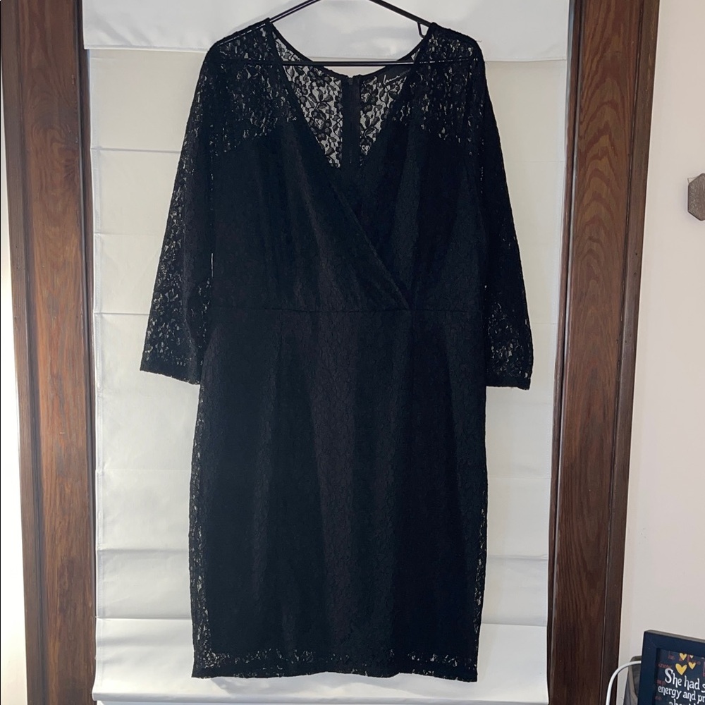 Lane Bryant Black Lace Long Sleeve Dress